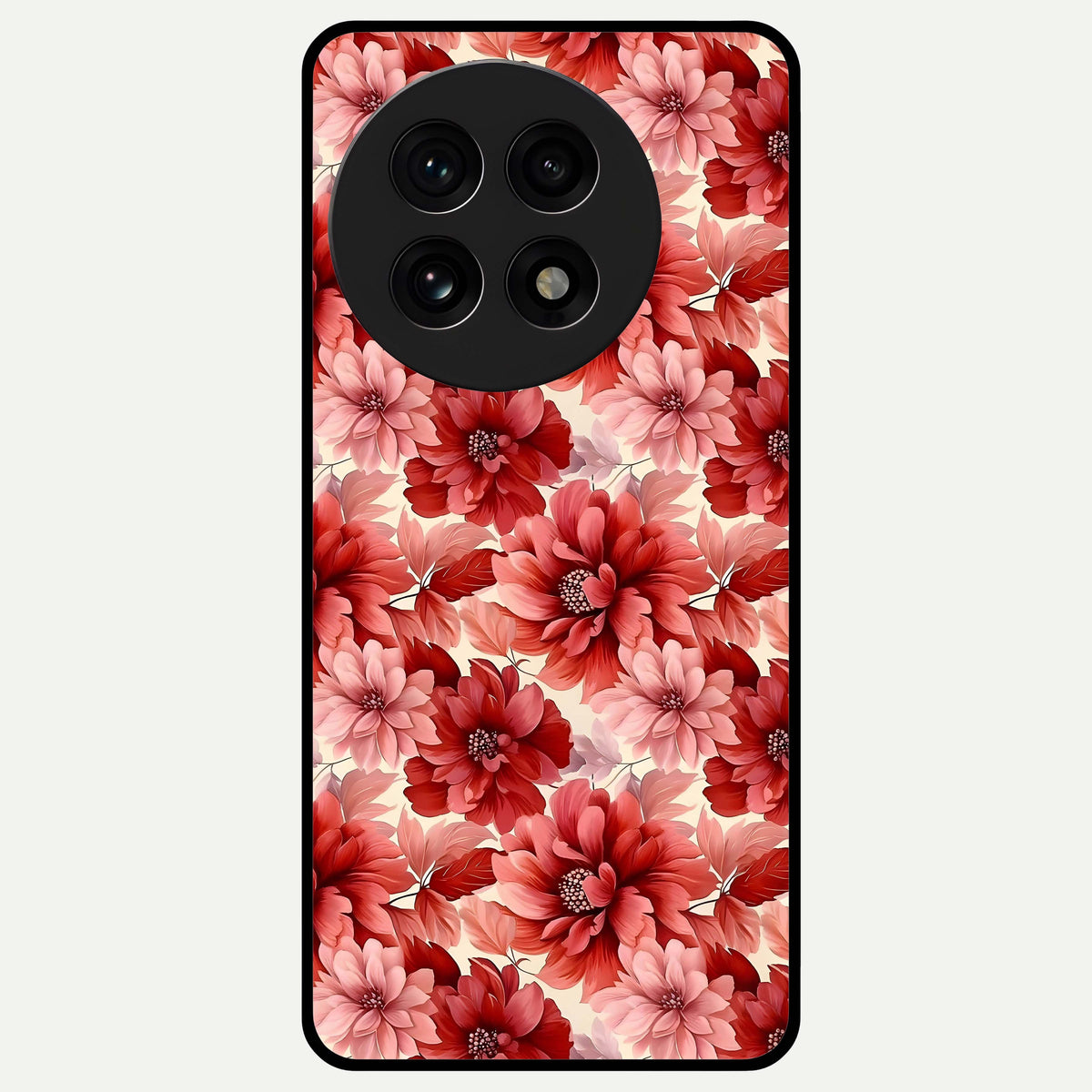  Crimson Love Petals Glass Case For OnePlus 13R back cover – full design glossy printed glass finish