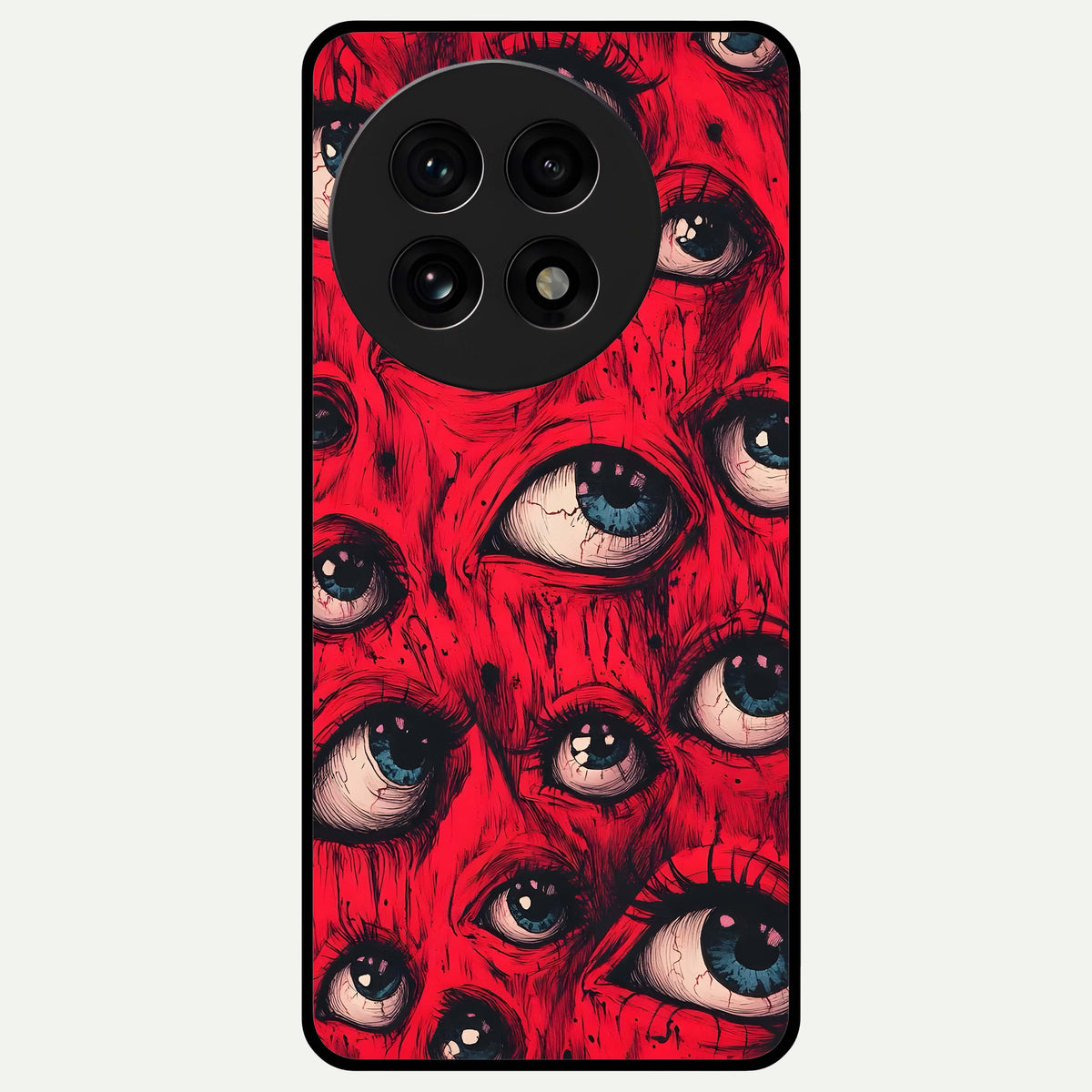  Crimson Watch Eyes Glass Case For OnePlus 13R back cover – full design glossy printed glass finish