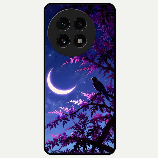  Crow And Moon Scenery Glass Case For OnePlus 13R back cover – full design glossy printed glass finish
