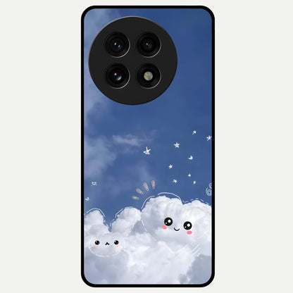  Cute Blossom Cloud Glass Case For OnePlus 13R back cover – full design glossy printed glass finish