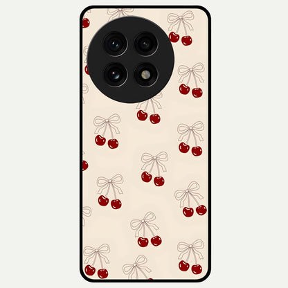  Cute Cherry Pattern Glass Case For OnePlus 13R back cover – full design glossy printed glass finish