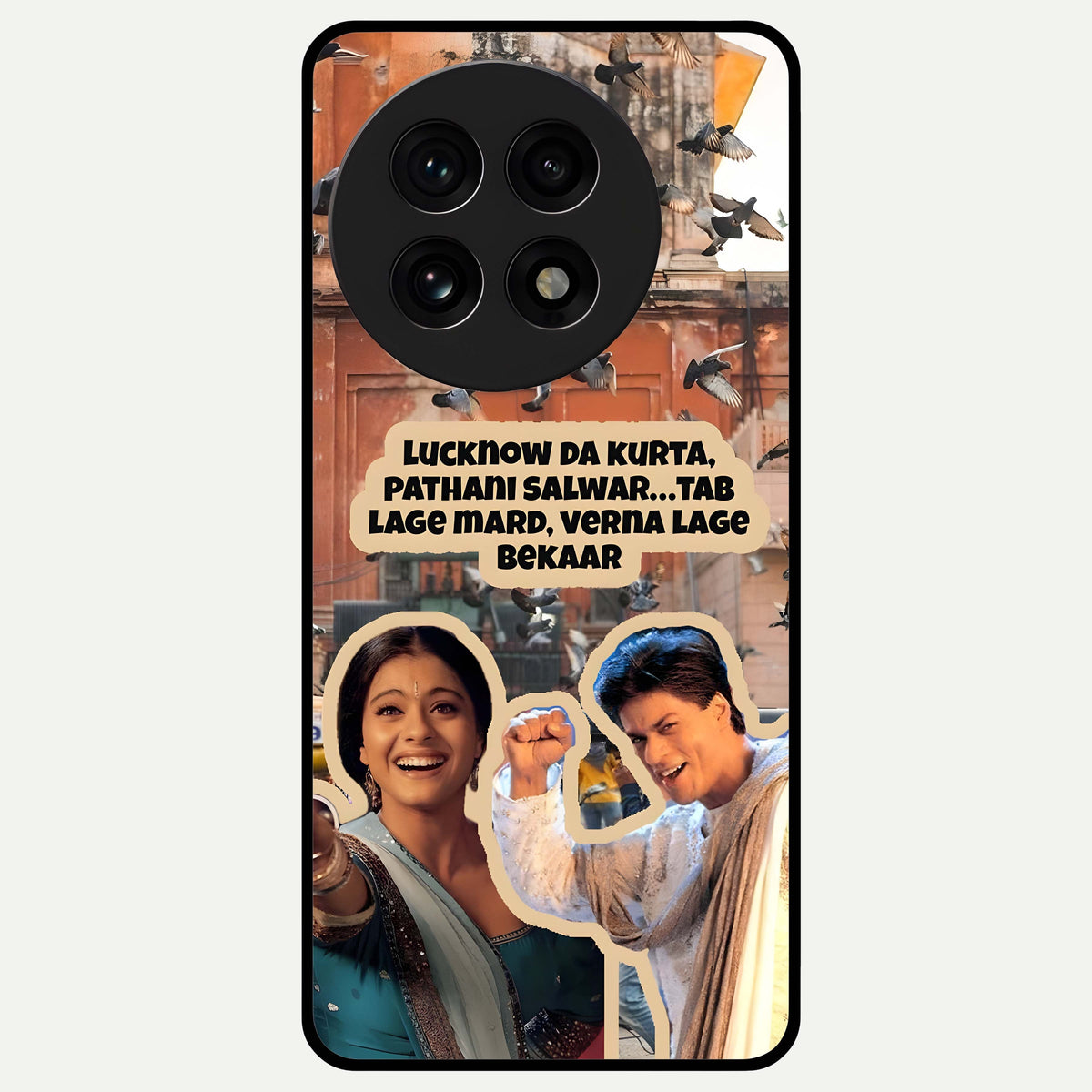  Desi Retro Vibes Glass Case For OnePlus 13R back cover – full design glossy printed glass finish
