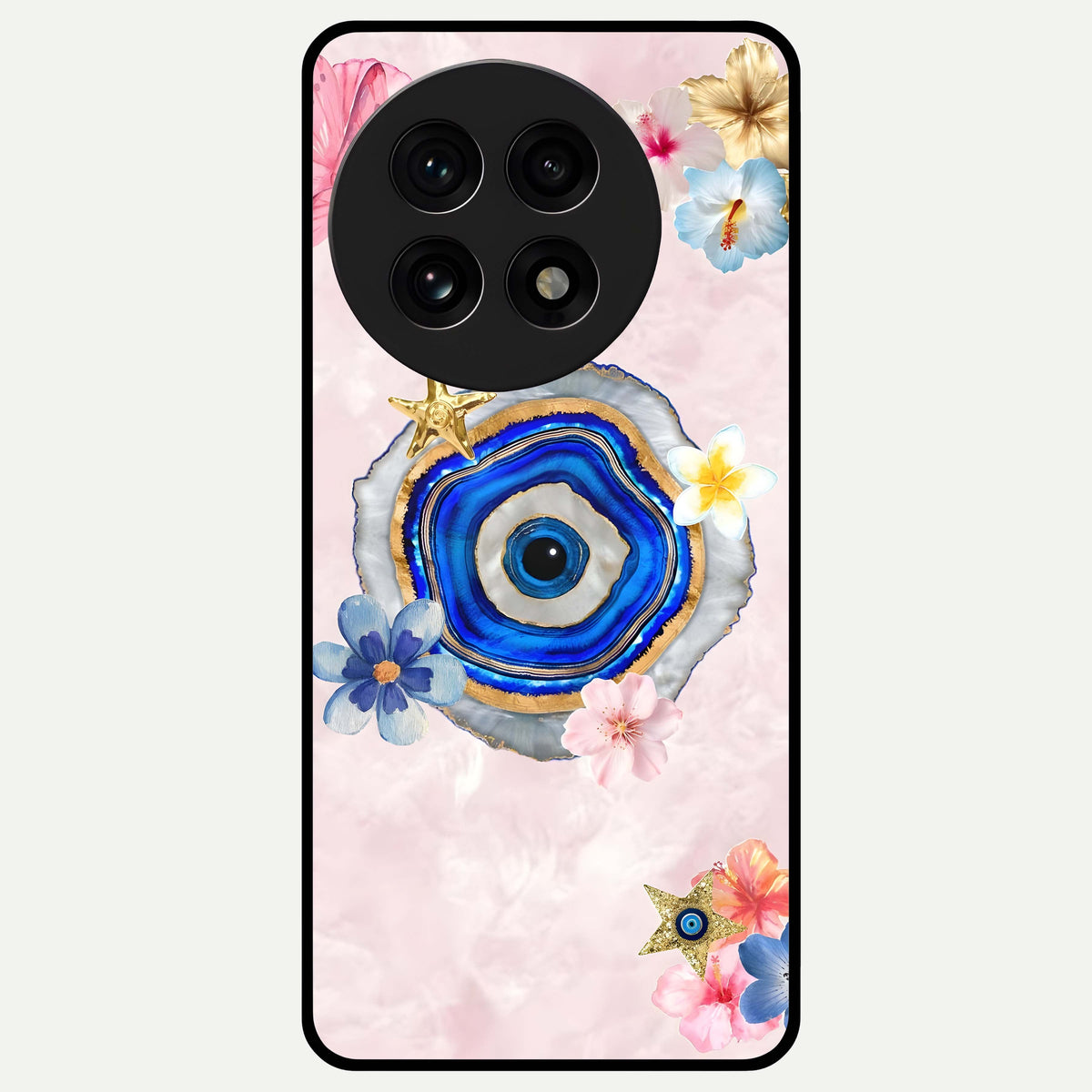  Divine Aura Bloom Glass Case For OnePlus 13R back cover – full design glossy printed glass finish