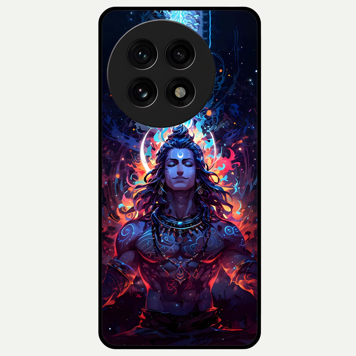  Divine Fire Shiv Glass Case For OnePlus 13R back cover – full design glossy printed glass finish