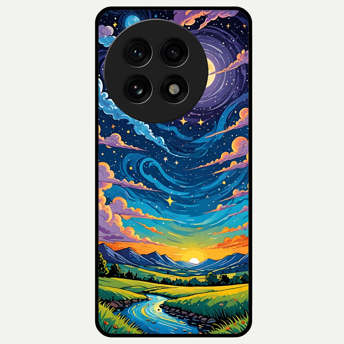 Dreamy Night Landscape Glass Case For OnePlus 13R back cover – full design glossy printed glass finish