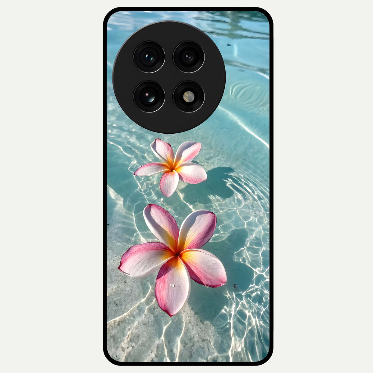  Floating Bloom Bliss Glass Case For OnePlus 13R back cover – full design glossy printed glass finish