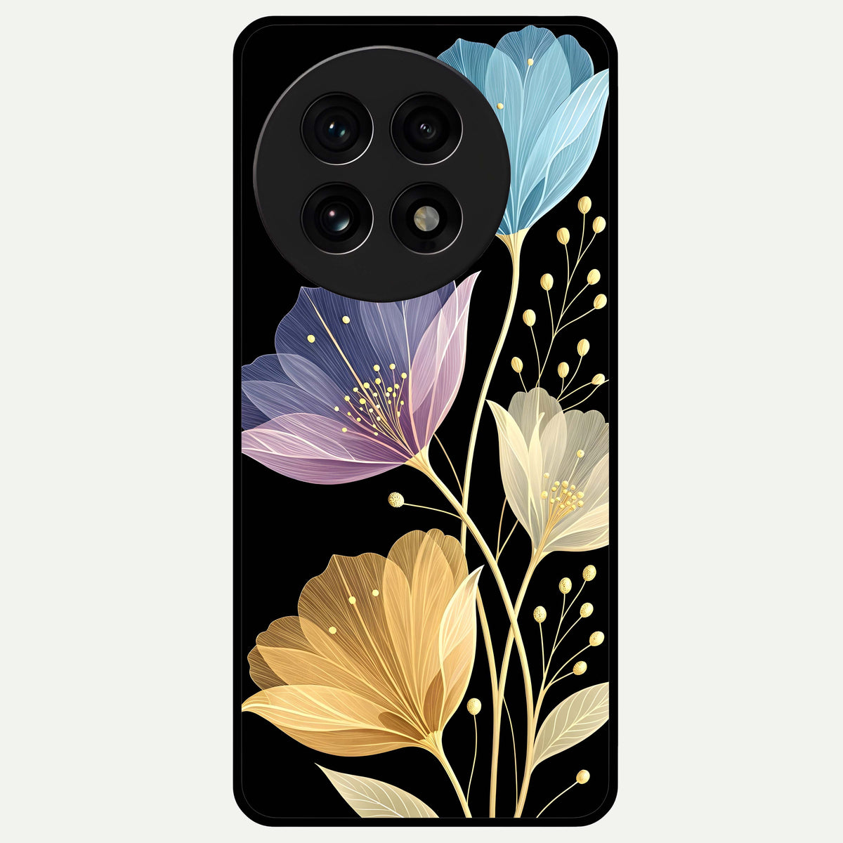 Flower Bloom Glow Glass Case For OnePlus 13R back cover – full design glossy printed glass finish