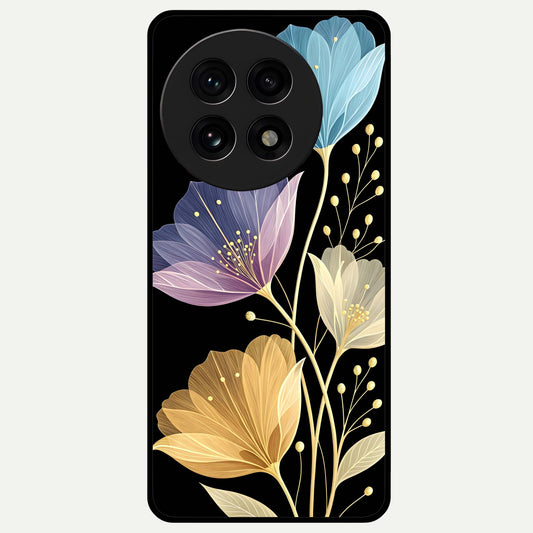  Flower Bloom Glow Glass Case For OnePlus 13R back cover – full design glossy printed glass finish