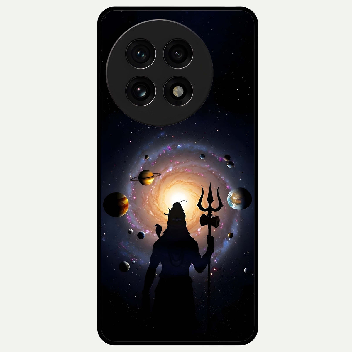  Galactic Shiva Vision Glass Case For OnePlus 13R back cover – full design glossy printed glass finish