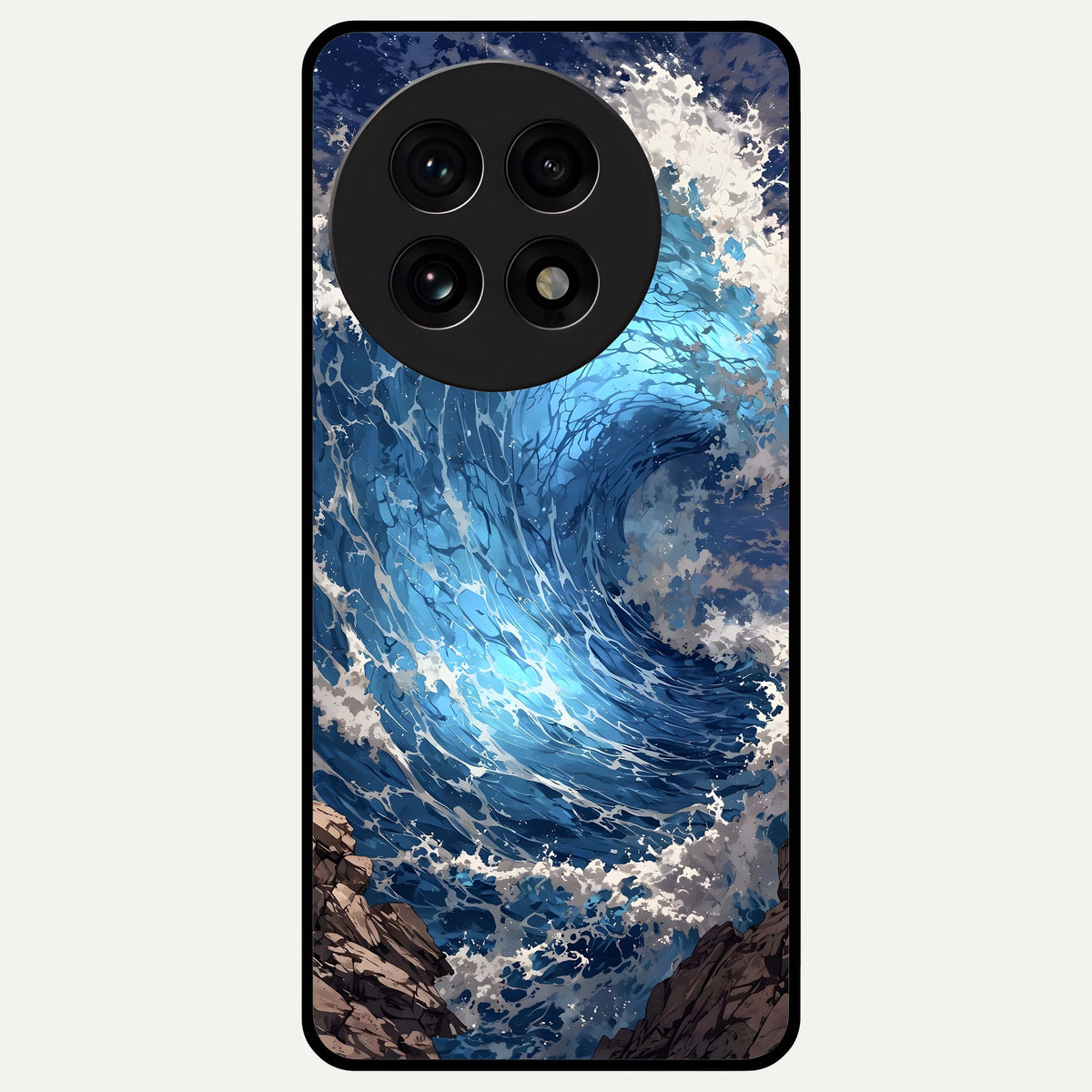  Giant Ocean Wave Glass Case For OnePlus 13R back cover – full design glossy printed glass finish
