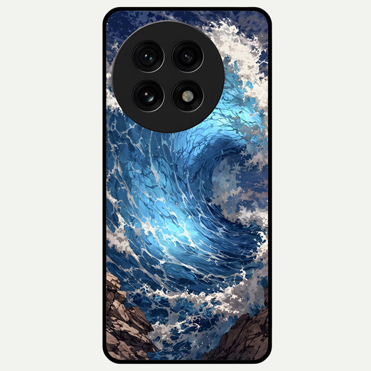  Giant Ocean Wave Glass Case For OnePlus 13R back cover – full design glossy printed glass finish