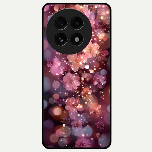  Glowing Petal Bliss Glass Case For OnePlus 13R back cover – full design glossy printed glass finish