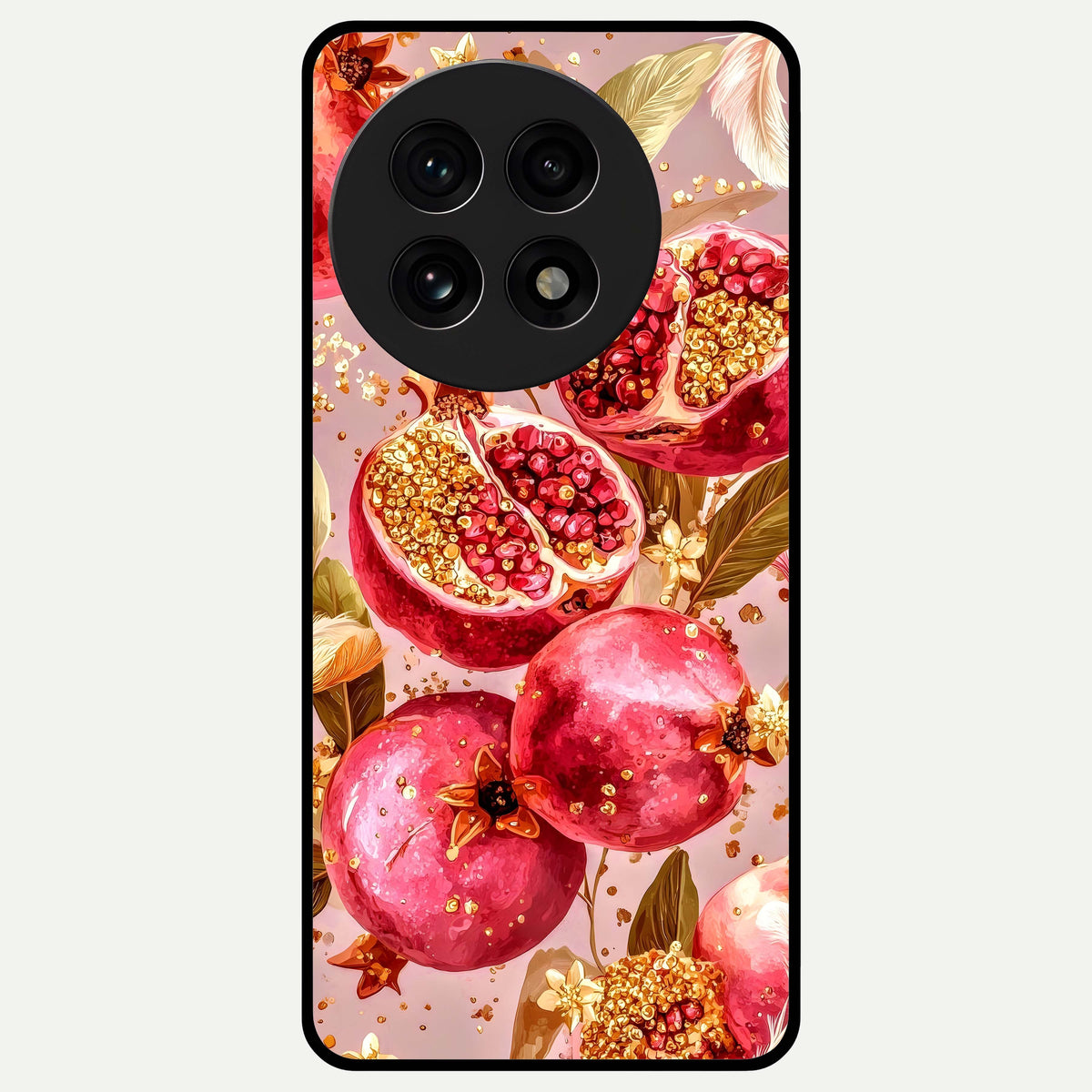  Golden Bloom Glow Glass Case For OnePlus 13R back cover – full design glossy printed glass finish