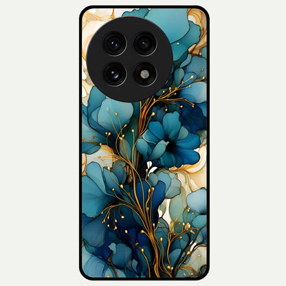  Golden Bloom Symphony Glass Case For OnePlus 13R back cover – full design glossy printed glass finish