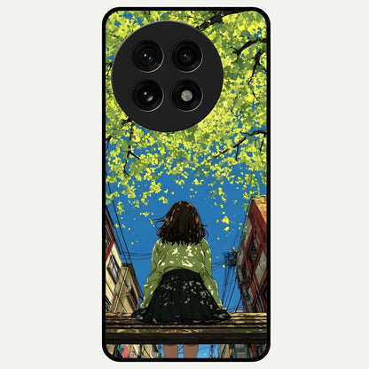  Golden Leaves Glow Glass Case For OnePlus 13R back cover – full design glossy printed glass finish