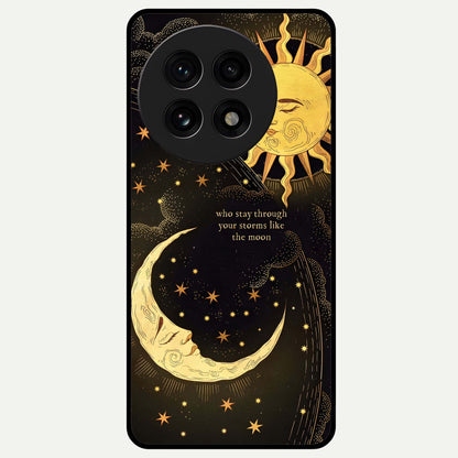  Golden Lunar Love Glass Case For OnePlus 13R back cover – full design glossy printed glass finish