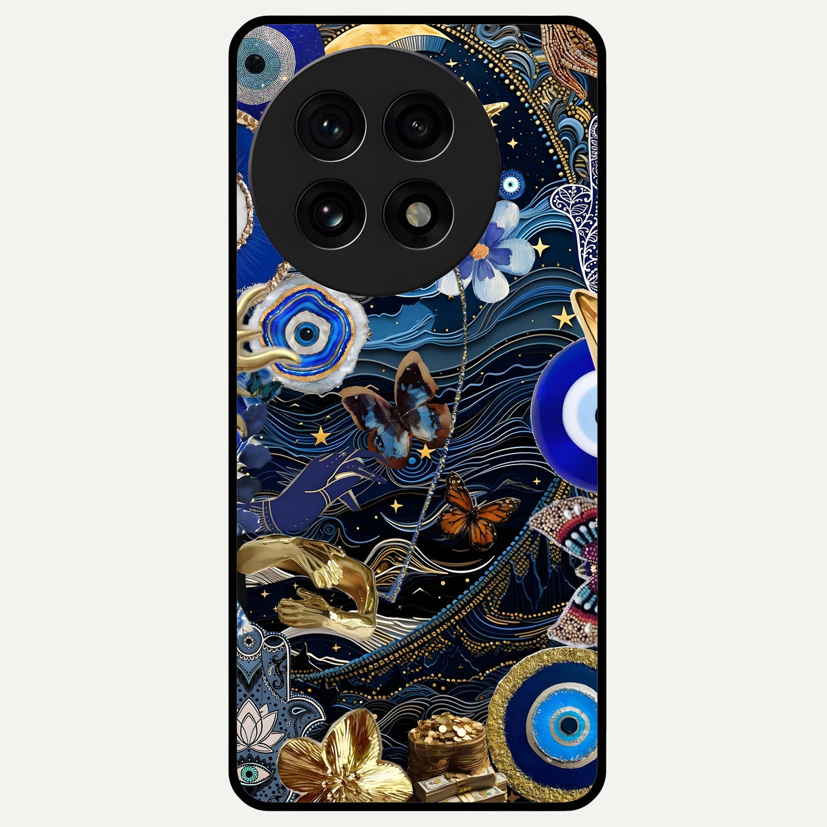  Golden Moon Magic Glass Case For OnePlus 13R back cover – full design glossy printed glass finish