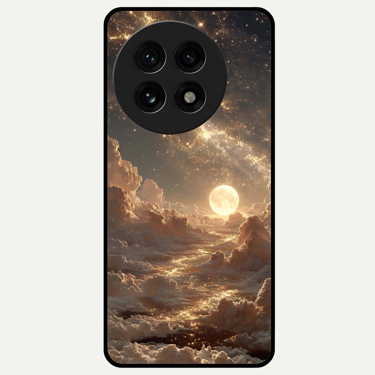  Golden Sky Dream Glass Case For OnePlus 13R back cover – full design glossy printed glass finish