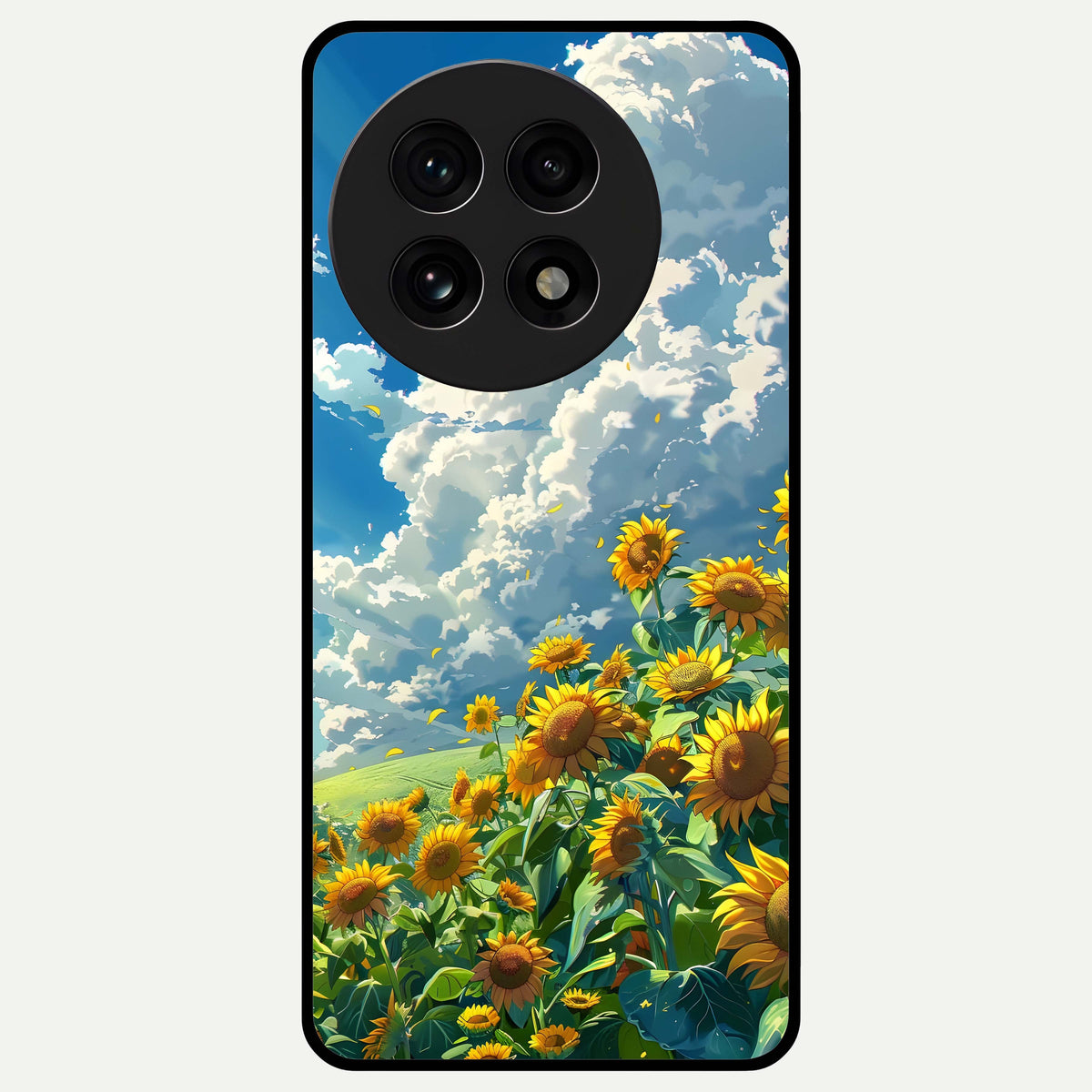  Golden Sun Glory Glass Case For OnePlus 13R back cover – full design glossy printed glass finish