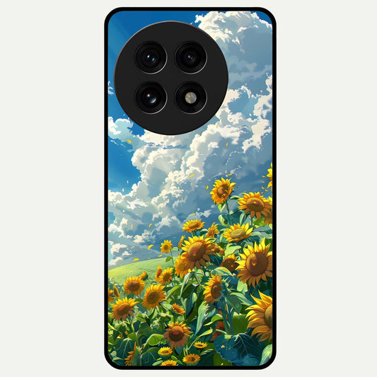  Golden Sun Glory Glass Case For OnePlus 13R back cover – full design glossy printed glass finish