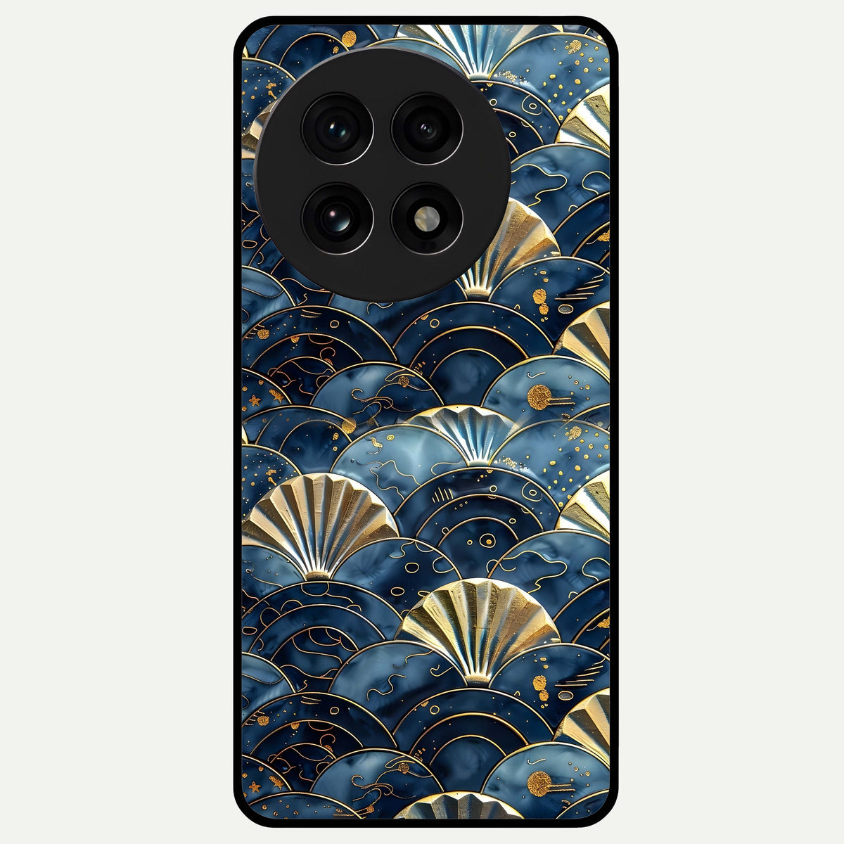  Golden Wave Luxe Glass Case For OnePlus 13R back cover – full design glossy printed glass finish