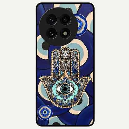  Hamsa Divine Guard Glass Case For OnePlus 13R back cover – full design glossy printed glass finish