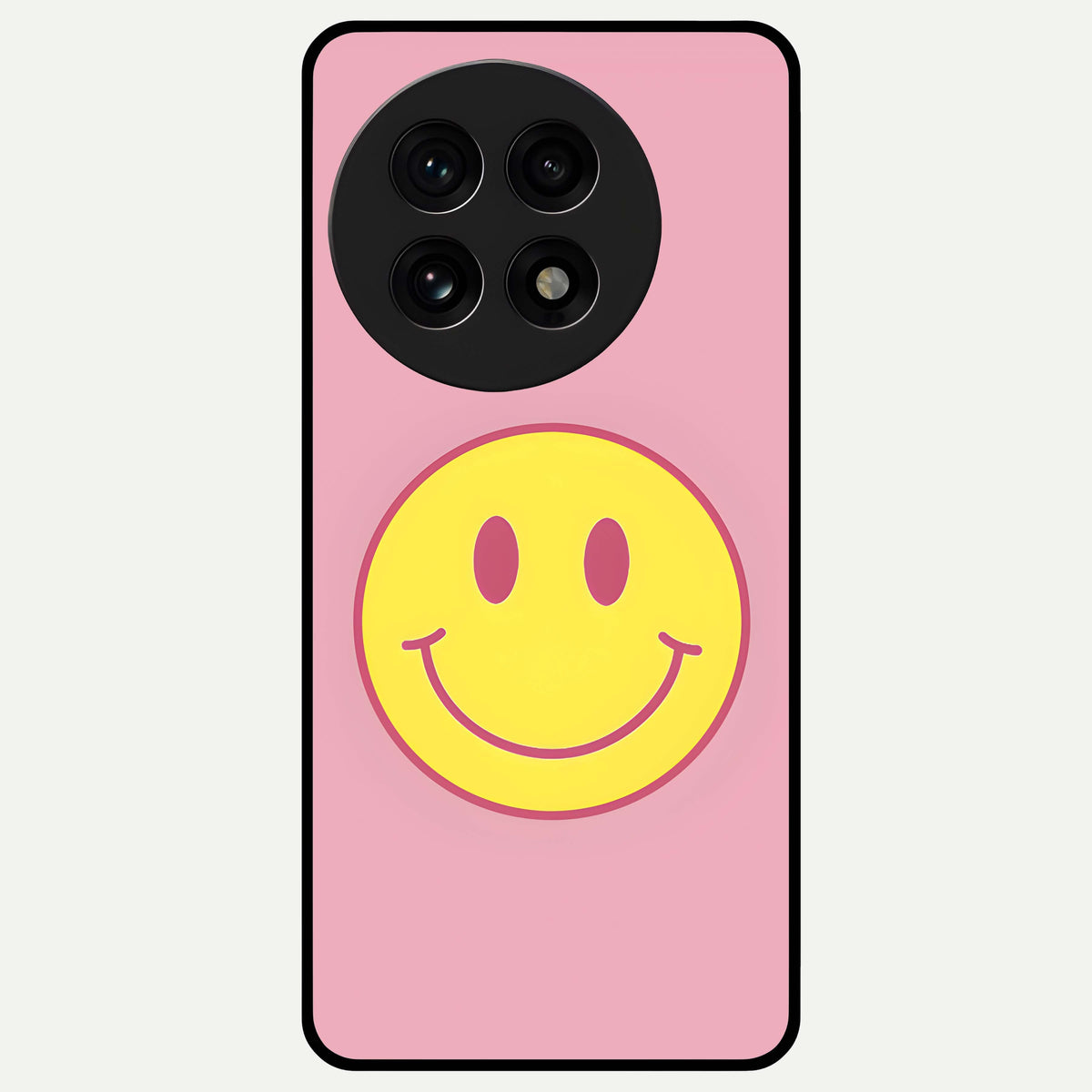  Happy Pink Mood Glass Case For OnePlus 13R back cover – full design glossy printed glass finish