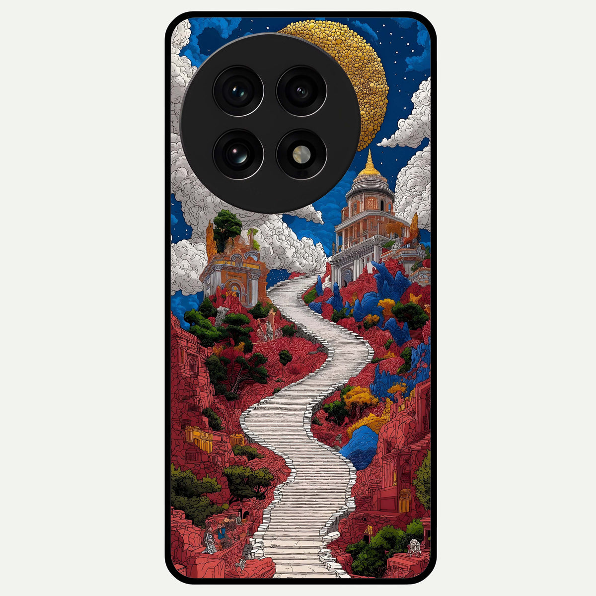  Heavenly Moon Path Glass Case For OnePlus 13R back cover – full design glossy printed glass finish