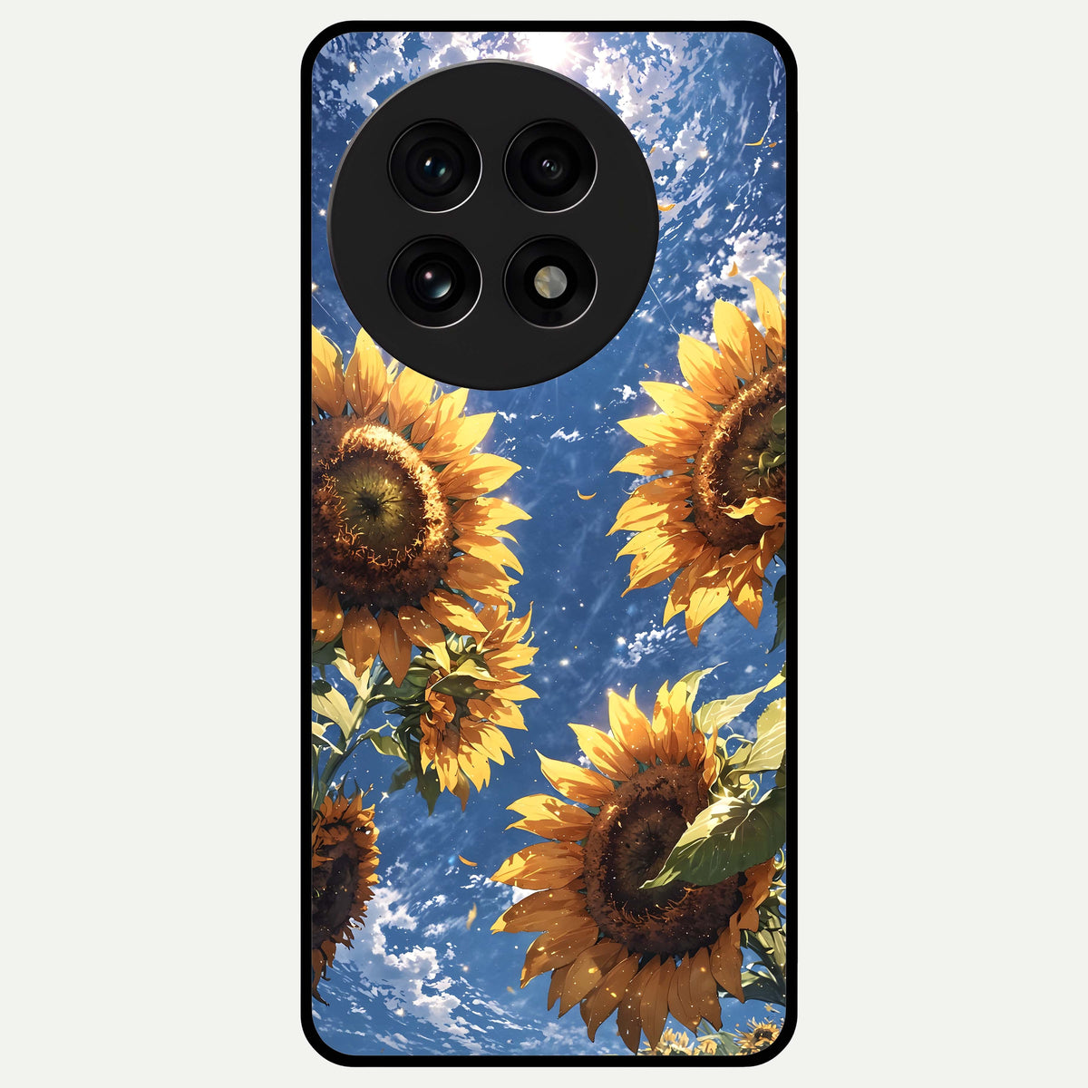  Heavenly Sunflower Rise Glass Case For OnePlus 13R back cover – full design glossy printed glass finish