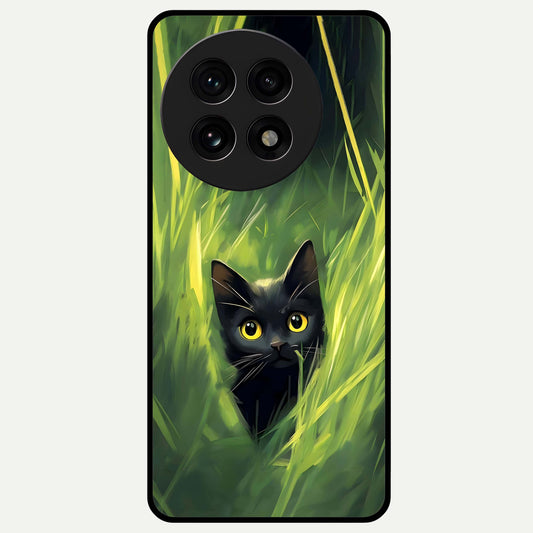  Hidden Cat Whisper Glass Case For OnePlus 13R back cover – full design glossy printed glass finish