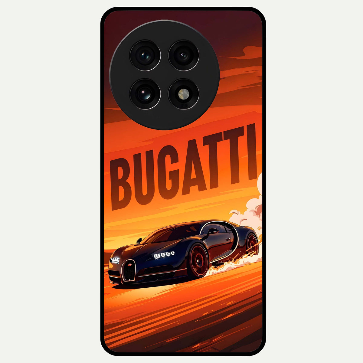  Inferno Bugatti Storm Glass Case For OnePlus 13R back cover – full design glossy printed glass finish