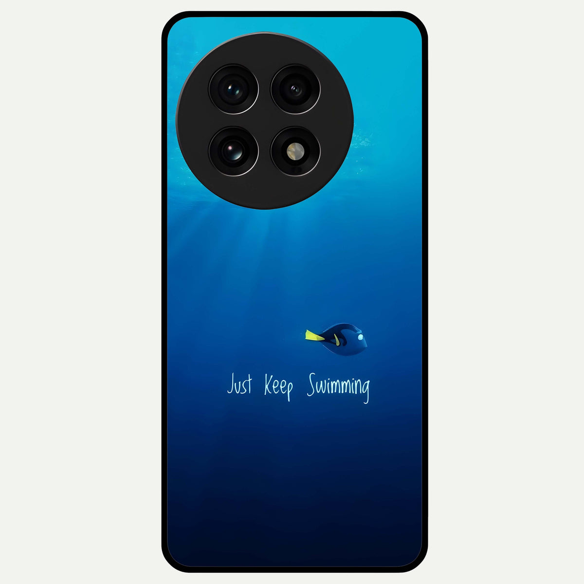 Just Keep Swimming Glass Case For OnePlus 13R back cover – full design glossy printed glass finish
