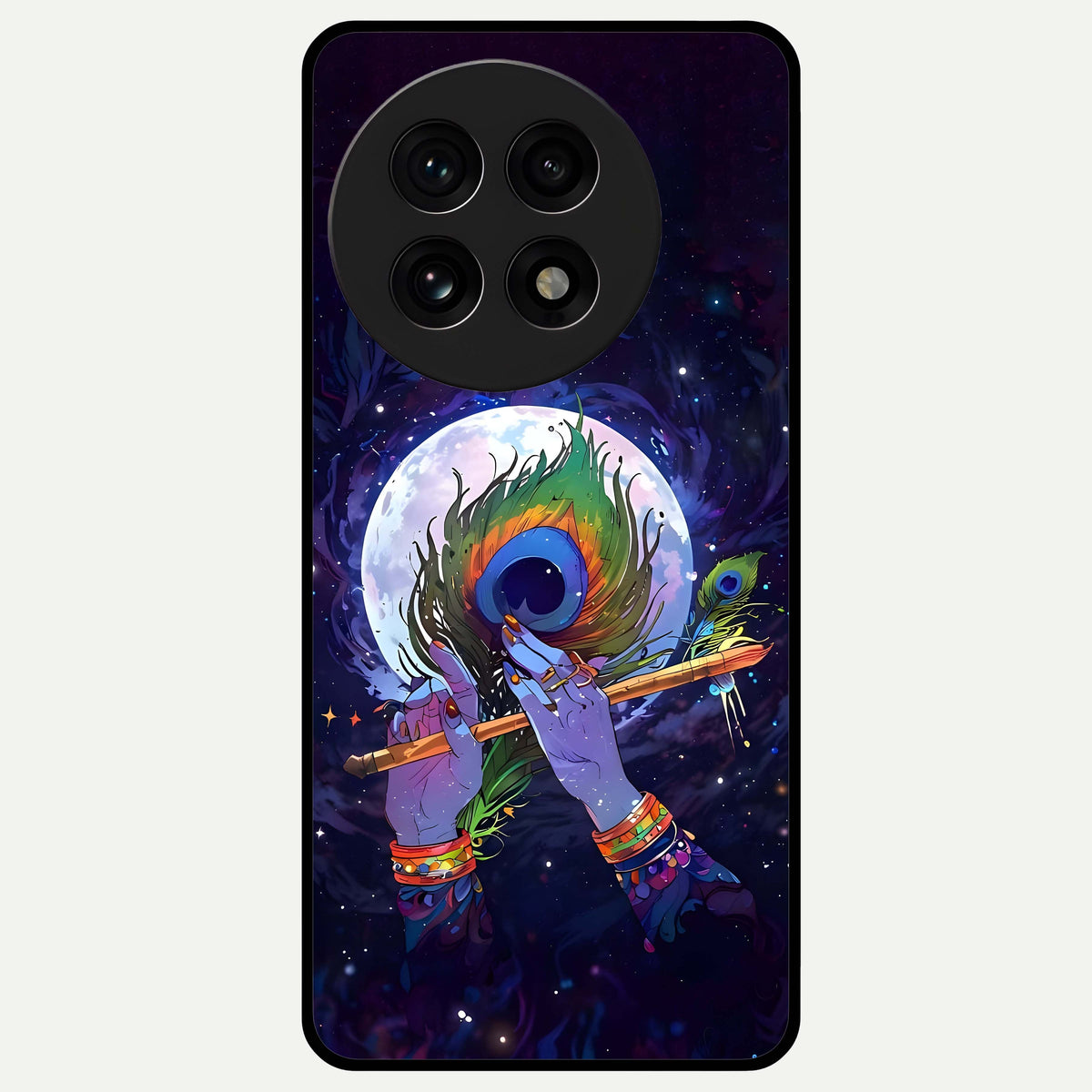  Krishna Hands Art Glass Case For OnePlus 13R back cover – full design glossy printed glass finish