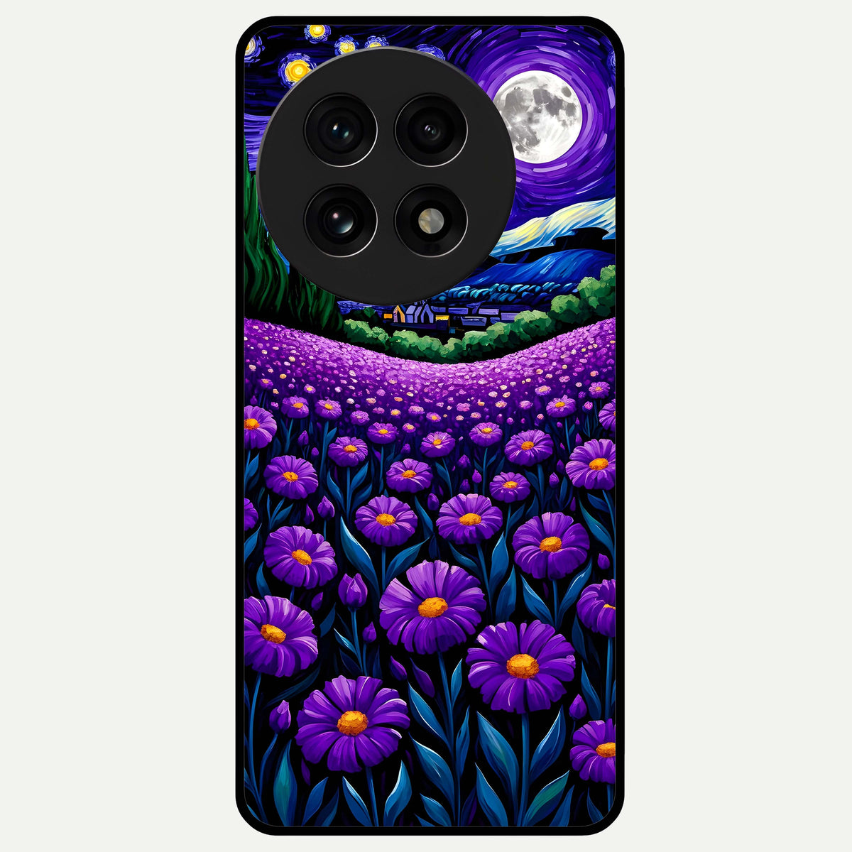  Lavender Moon Field Glass Case For OnePlus 13R back cover – full design glossy printed glass finish