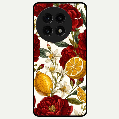  Lemon Rose Charm Glass Case For OnePlus 13R back cover – full design glossy printed glass finish