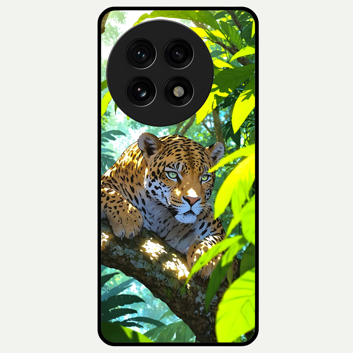  Leopard in Jungle Glass Case For OnePlus 13R back cover – full design glossy printed glass finish