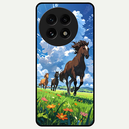  Majestic Horses Galloping Glass Case For OnePlus 13R back cover – full design glossy printed glass finish