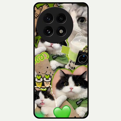 Matcha Cats Mood Glass Case For OnePlus 13R back cover – full design glossy printed glass finish