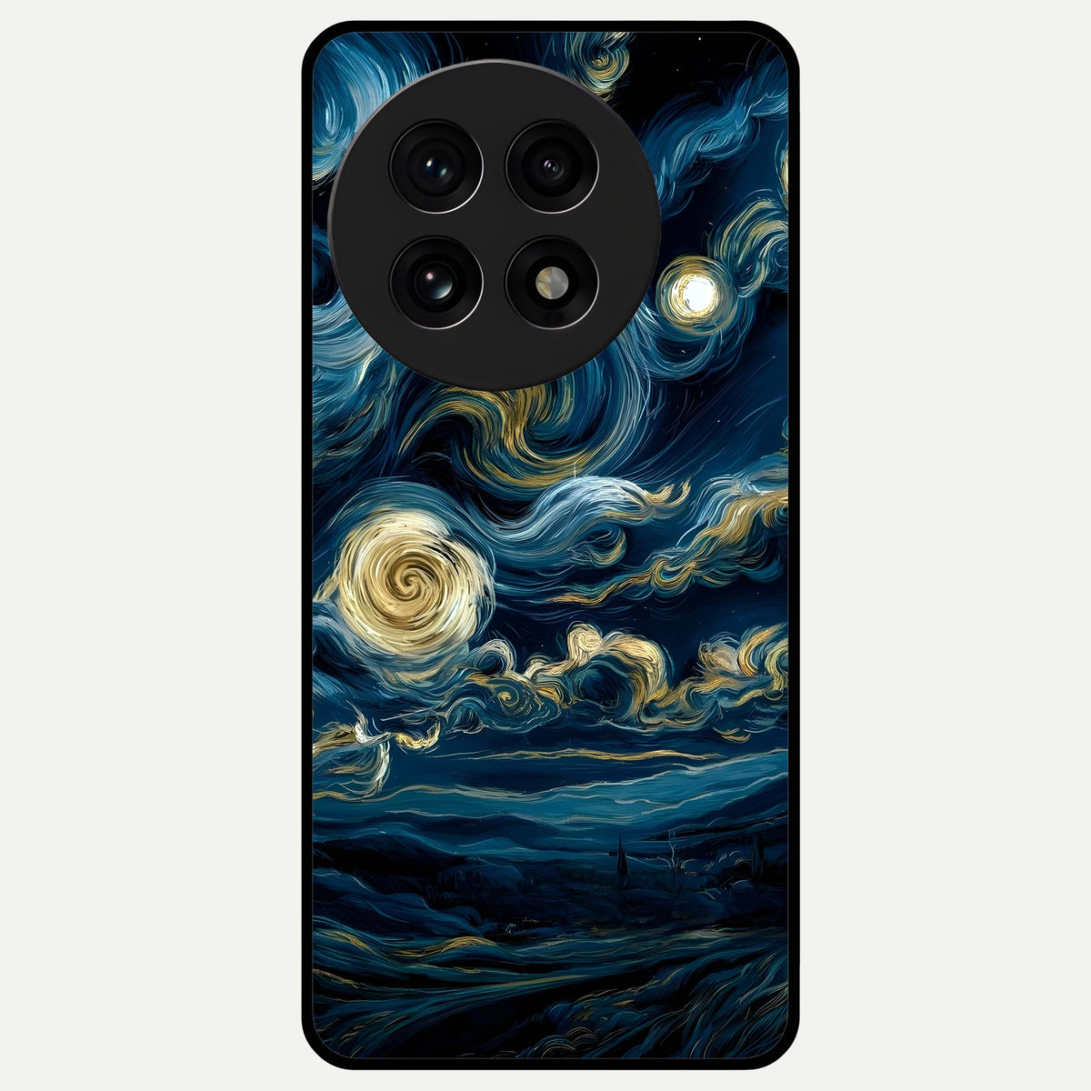  Midnight Sky Whirl Glass Case For OnePlus 13R back cover – full design glossy printed glass finish