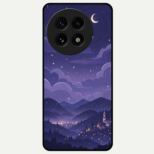  Minimal Night View Glass Case For OnePlus 13R back cover – full design glossy printed glass finish
