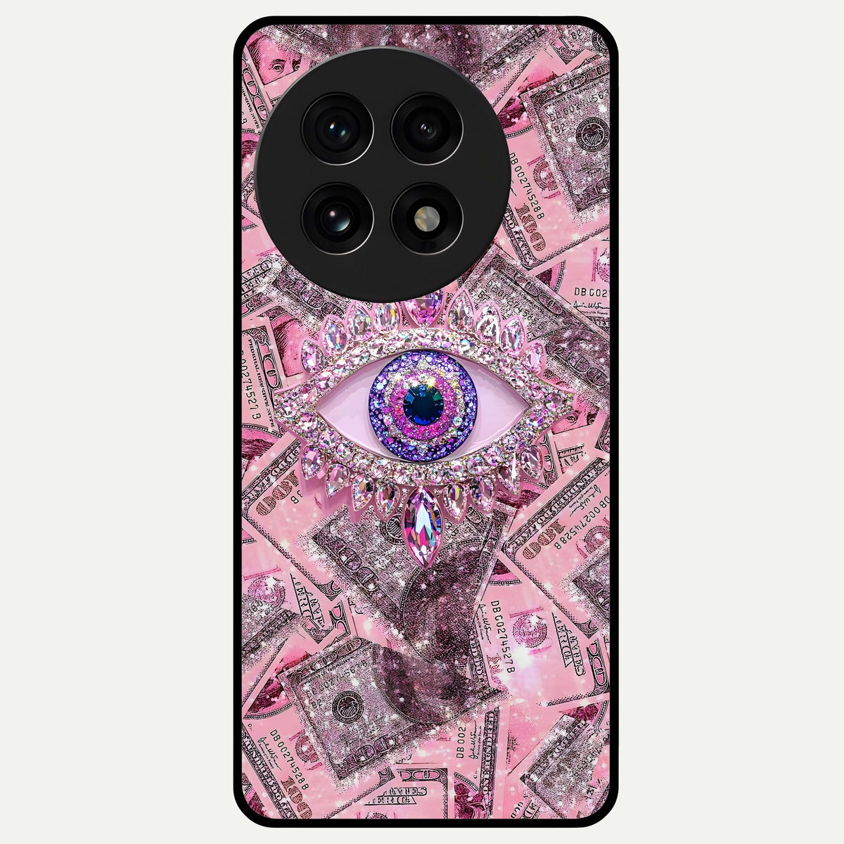  Money Eye Luxe Glass Case For OnePlus 13R back cover – full design glossy printed glass finish