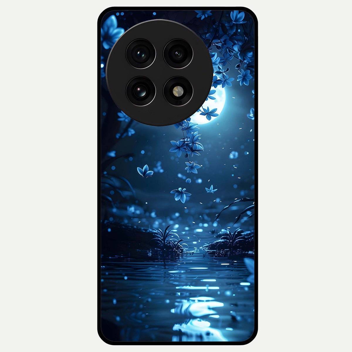  Moonlight Petal Dream Glass Case For OnePlus 13R back cover – full design glossy printed glass finish