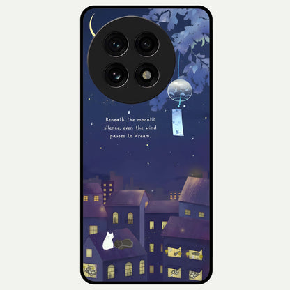  Moonlit Cat Silence Glass Case For OnePlus 13R back cover – full design glossy printed glass finish
