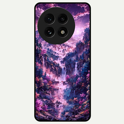  Mystic Cascade Peaks Glass Case For OnePlus 13R back cover – full design glossy printed glass finish
