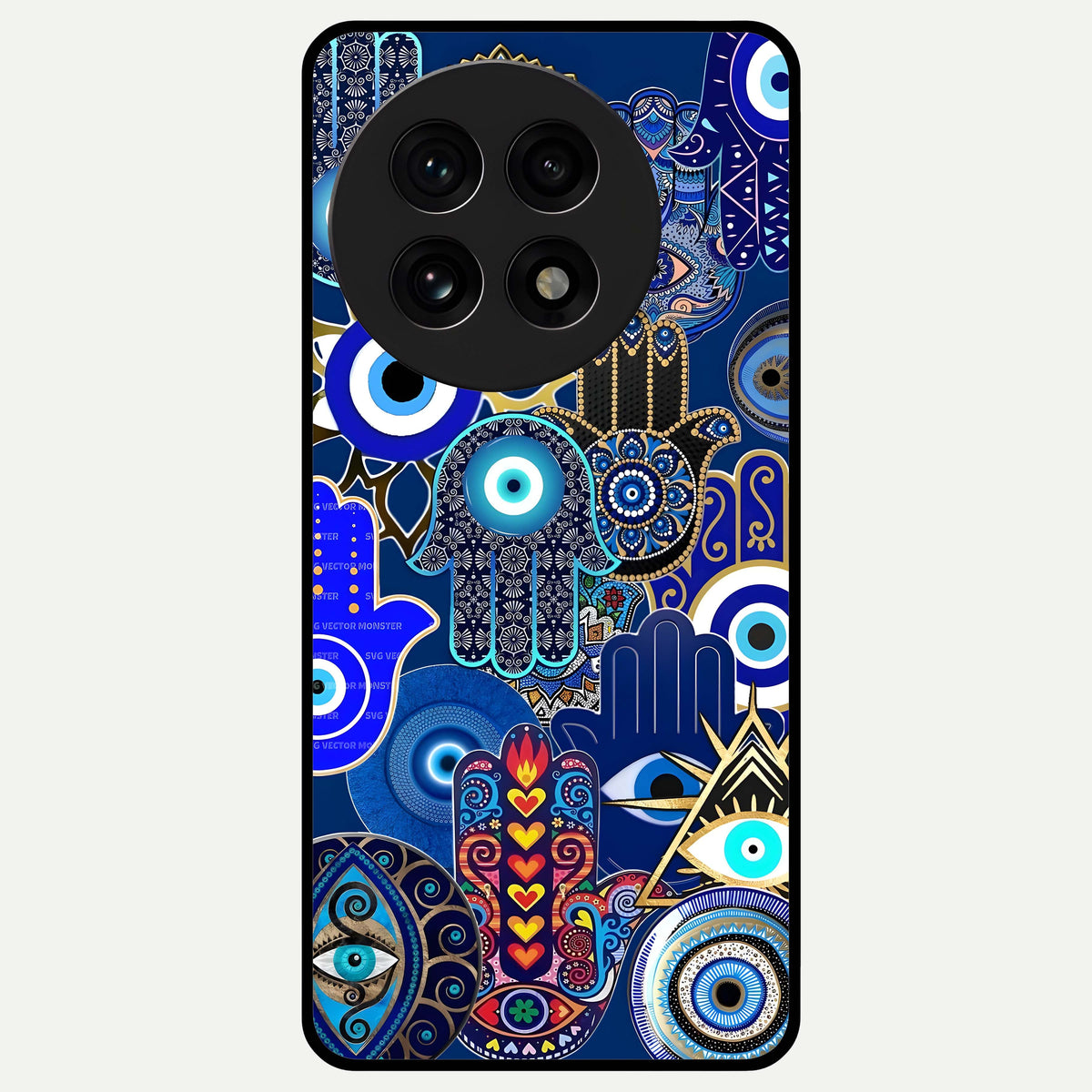  Mystic Palm Guard Glass Case For OnePlus 13R back cover – full design glossy printed glass finish
