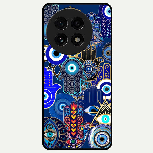  Mystic Palm Guard Glass Case For OnePlus 13R back cover – full design glossy printed glass finish