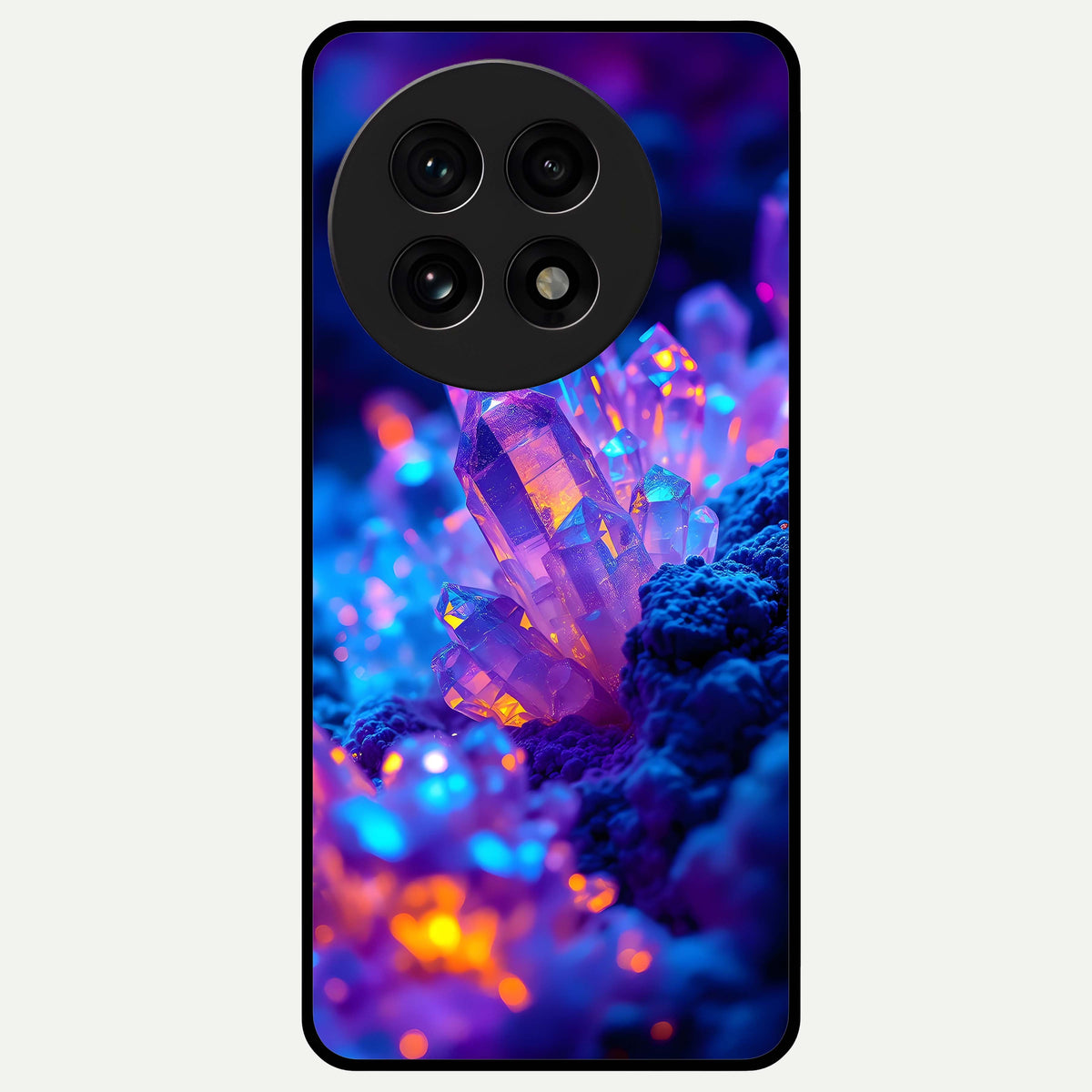  Neon Aura Shards Glass Case For OnePlus 13R back cover – full design glossy printed glass finish