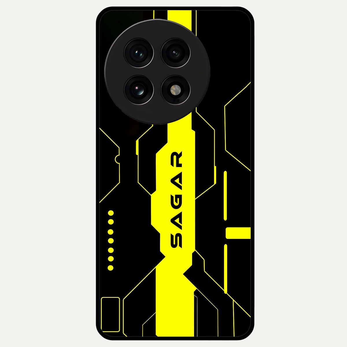  Neon CYBERPUNK Custom Name Glass Case For OnePlus 13R back cover – full design glossy printed glass finish