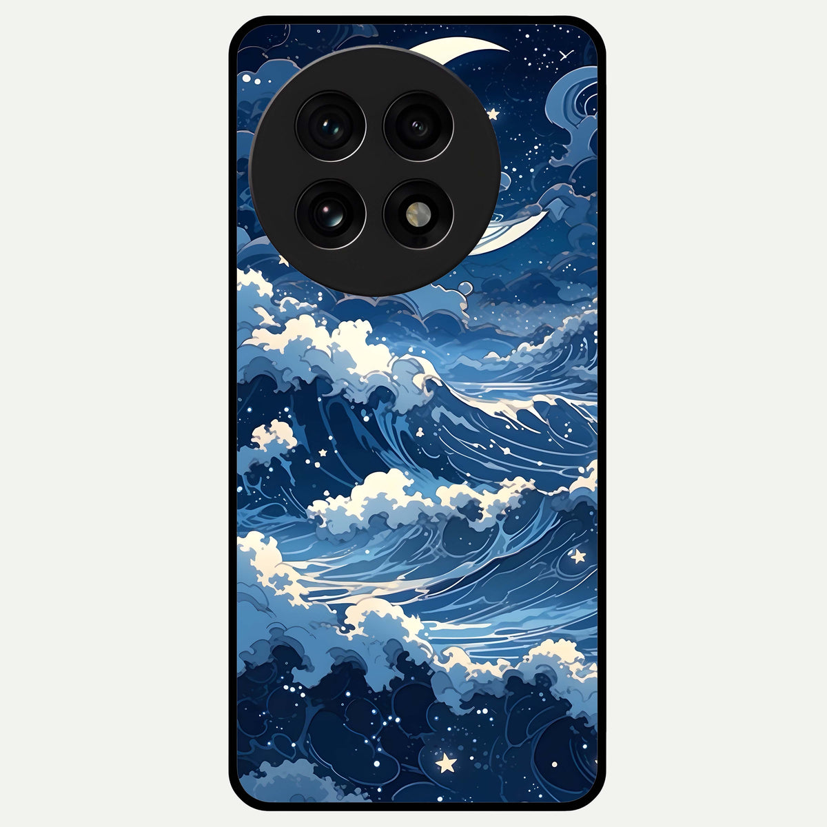  Ocean Moon Waves Glass Case For OnePlus 13R back cover – full design glossy printed glass finish