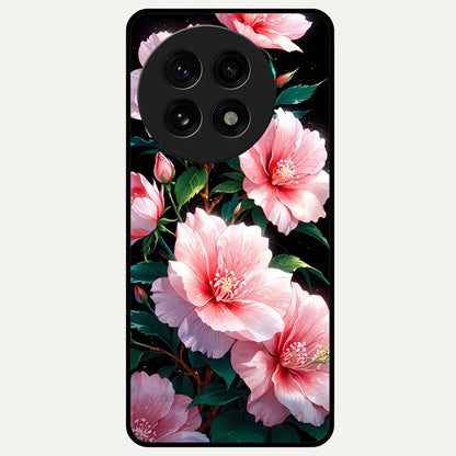  Peach Flower Glass Case For OnePlus 13R back cover – full design glossy printed glass finish